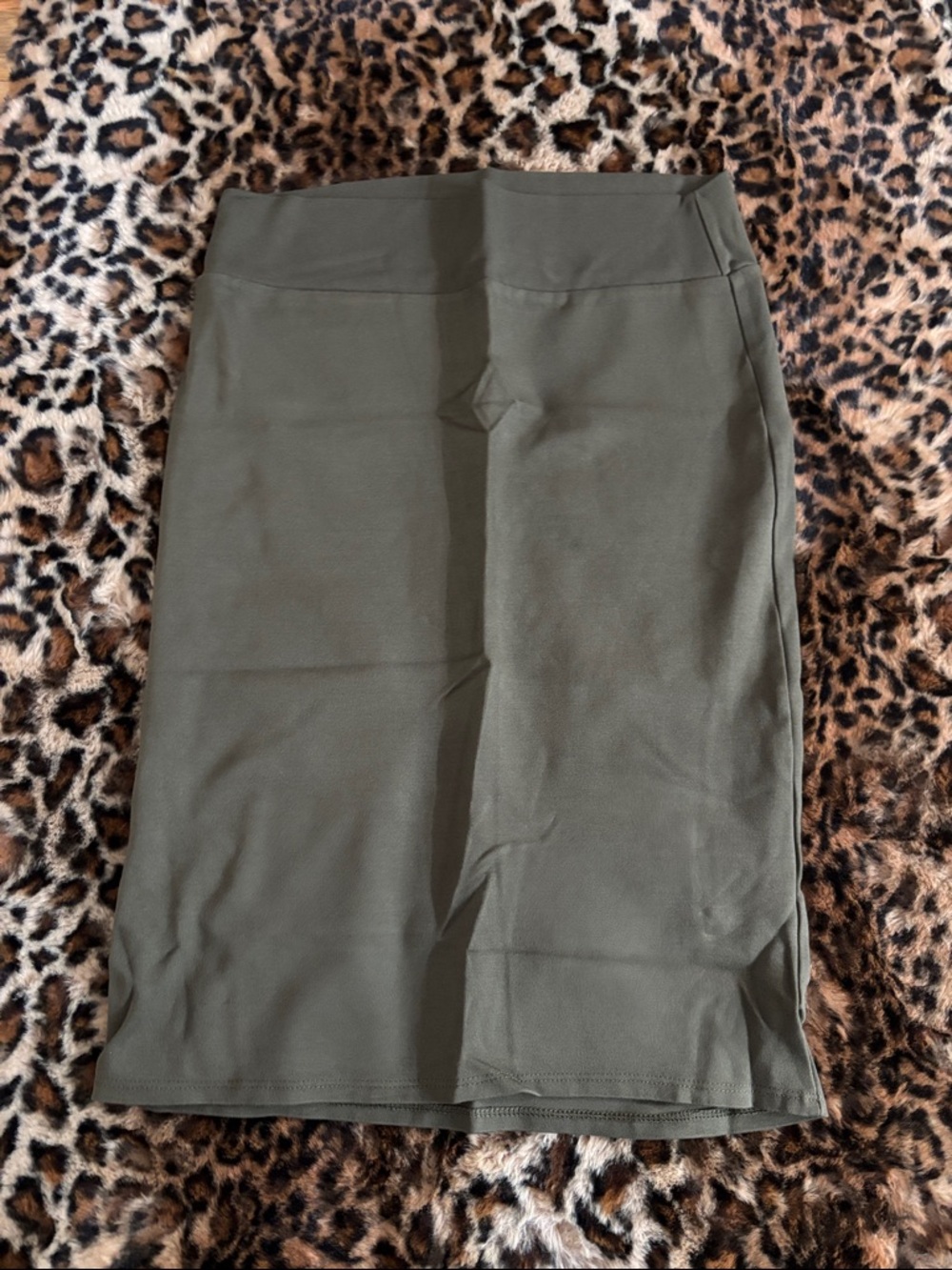 Olive Green Knit Pencil Skirt